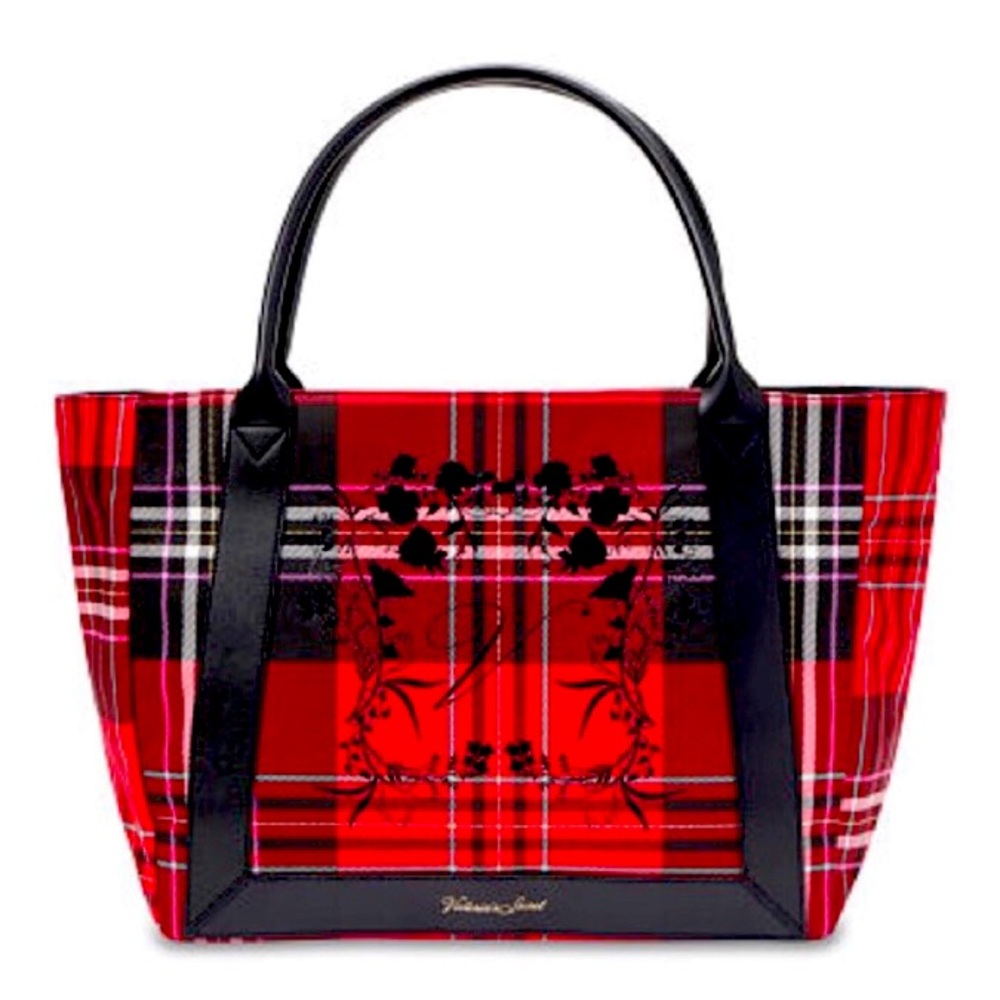 NWT Victoria’s Secret Red Plaid Tote Bag